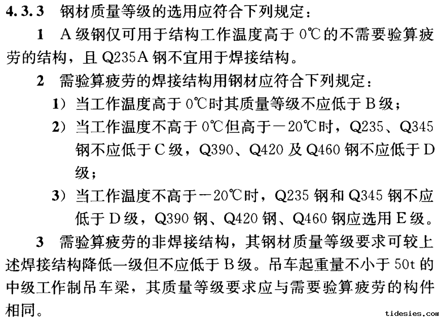 GB 50017-2017对钢材质量等级做出规定